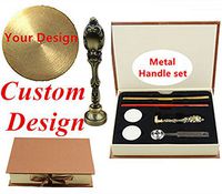 MNYR Custom Picture Logo Monogram Luxury Bronze Metal Peacock Wedding Invitations Gift Cards Paper Stationary Envelope Seals Wax Seal Sealing Stamp Glue Gun Wax Sticks Melting Spoon Gift Box Kit Set