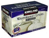 Kirkland Signature 10 Gallon Clear Wastebasket Liner, 2 Pack (500 Bags)