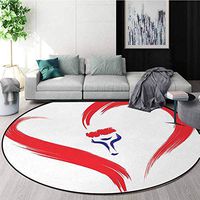 Love Round Area Rug Ultra Comfy Thick,Brush Drawing A Heart Symbol Mutual Special Emotions Desire Valentines Day Print for Home Decor Bedroom Kitchen Etc Diameter-39 Inch,Red Blue White