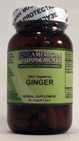 Ginger Organic 500 mg No Chinese Ingredients American Supplements 90 VCaps