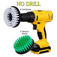 HIFROM 5" Drill Powered Cleaning Soft Medium Duty Scrub Brush Attachment Kit for Showers Tubs Bathrooms Flooring Brick Ceramic Marble Grout Glass Carpets upholstery (Pack of 2)