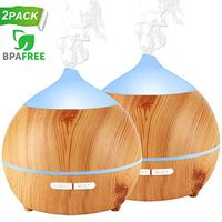 Essential Oil Diffuser 2 pack Wood Grain 250ml Aromatherapy Diffuser Easy to Use Ultrasonic Quiet Aroma Diffuser Gift Set Cool Mist Humidifier with Waterless Auto Shut off, 7 Colors Light for Home