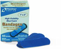 ProStat First Aid 2381 Blue Foam Adhesive Bandages, 1" x 3" (Pack of 40)