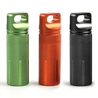 Portable Pill Case, Waterproof Survival EDC Container Capsule Aluminum Large Capacity Pill Fob Match Case, Emergency Storage Dry Box for Camping Travel Outdoor Activities (Green + Orange + Black)