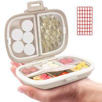 Daily Pill Organizer, 8 Compartments Portable Pill Case, Pill Box to Hold Vitamins, Cod Liver Oil, Supplements and Medication (3-Khaki)