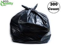 Strong Trash Bags, Wastebasket Receptacle Can Liner, Large 40-45 Gallon by EcoQuality, 300 Count, 40 x 38, Garbage Bags, Black, for Kitchen, Household, Industrial, Multi Purpose, Office, Backyard
