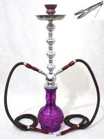 Hookah 26" Purple 2 hose shisha nargila bar smoking pipe glass Vase tricks