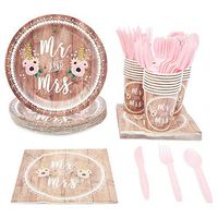 Juvale Rustic Wedding Paper Plates and Dinnerware Set (Serves 24)