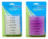 Set of 2 One a Day - 7 Day Removable Plastic Pill Box - Box Colors - Purple and Clear