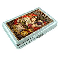 Vintage Freak Show Circus Poster S11 Silver Cigarette Case Metal Wallet Id Holder King & 100's 4" X 2.75" RFID Protection