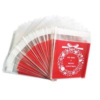 Christmas Cookie Bags Self Adhesive Bags for Candy Treat Chocolate Clear Gift Bag with Bell 100PCS