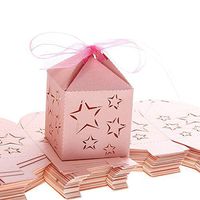 UEETEK 50pcs Star Pattern Paper Candy Sweets Gift Boxes Baby Shower Favors (Pink)