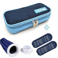 Insulin Cooler Bag Travel Case, MHKBD® Portable Medical Travel Cooler Pack Diabetic Organizer Cooling Pouch for Diabetics Medication Cool with 2 Ice Packs & 1 Ice Bag 9 inch Free, Dark Blue