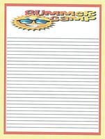 Kid's Summer Camp Sun Lined Stationery Paper 26 Sheets
