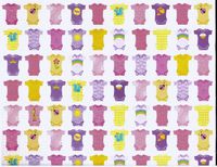 Baby Girl Bunting Rolled Gift Wrap Paper 4 Sheets 19 in x 27 in