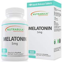 NutraBulk Melatonin - Quick Release Nighttime Sleep Aid 5 mg for Adults - 300 Tablets.