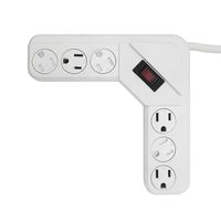 Uninex PS112 Space Saving Corner Power Strip with Locking/Rotating Safety Covers, 14/3 AWG, Grounded 6-Outlet, UL Listed, White, 4-Foot