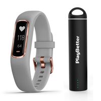 Garmin vivosmart 4 (Gray/Rose Gold, Small/Medium) Smart Activity Tracker Power Bundle Portable Charger | Fitness Activity Tracker | Heart Rate
