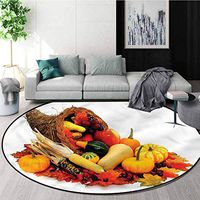 RUGSMAT Harvest Machine Washable Round Bath Mat,Thanksgiving Photograph Lifts Basket Swivel Chair Pad Coffee Table Rug Round-39
