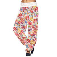 CCatyam Plus Size Pants for Women, Harem Trousers Baggy Print Loose Leggings Casual Fashion Red