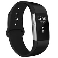 NAHAI Bands Compatible with Fitbit Charge 2, Soft Silicone Replacement Bands Adjustable Sport Wristbands Strap Accessories for Fitbit Charge 2, Women Men, Large, Black