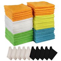 Lelix 60 Pack Microfiber Cleaning Cloth, 50 Pack of Microfiber Cloths with 10 Pack Lense Cleaning Cloths, for Car, Kitchen and House, High Absorbent, Lint-Free, Streak-Free