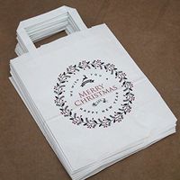 Merry Christmas Party Bags White with Handles x 10 Christmas / Gift Bags