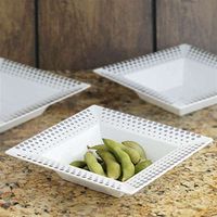 White With Silver 5Oz Square Disposable Bowl - Hot Dots Collection