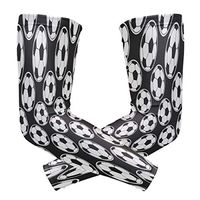 ZZKKO Black and White Soccer Cooling Arm Sleeves Cover Uv Sun Protection for Men Women Running Golf Cycling Arm Warmer Sleeves 1 Pair
