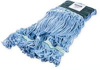 Carlisle 369448B14 Looped-End Premium Mop Head With Green Band, Medium, Blue (Pack of 12)