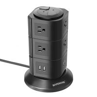Safemore Smart Surge Protector Power Strip 10-Outlet with 4-USB 2.1 Amps Multi Outlets Charger Vertical Power Socket Supply Adapter with 6.5ft Long Extension Cord and Individual Switch (Black)