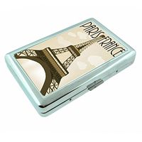 Perfection In Style Metal Silver Cigarette Case Vintage Travel Posters Design 003