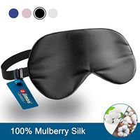 Natural Silk Sleep Mask, Super-Smooth & Soft Eye Mask with Adjustable Strap, Blindfold, Perfect Blocks Light, Pressure Free for A Full Night's Sleep (Black)