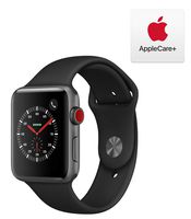 Apple Watch Series 3 (GPS + Cellular, 42mm) - Space Gray Aluminum Case with Black Sport Band with AppleCare+ Bundle