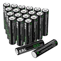 EBL AAA Rechargeable Batteries 1.2V 500mAh Triple AAA NiCd Battery Nicad Solar Light Battery - 20 Pack