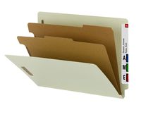 Smead 100% Recycled End Tab Classification Folder, 2 Dividers, 2" Expansion, Letter Size, Gray/Green, 10 per box (26802)