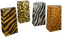 24 Zoo Animal Print Paper Goody Bags
