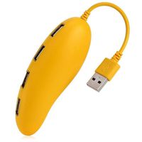 High Speed USB 2.0 Hub 4 Port Splitter Cable Adapter Creative Extender Adorable Fruit Vegetable Shape Design Portable Pattern for PC Mac Laptop Notebook (Mango)