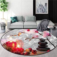 RUGSMAT Spa Round Rug,Winter Orchid Stone Bedroom Home Shaggy Carpet Round-71