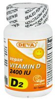 Deva Nutrition Vegan D2 Vitamin D 2400 IU, 2 Count