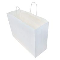 16x6x12" - 50 Pcs - White Paper Shopping Bags, Kraft Bags with Handles, Gift Bags, White Bags Bulk