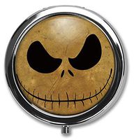 Hanbalin - Nightmare Before Custom Round Silver Pill Box Pocket 2.1 inches Medicine Tablet Holder Organizer Case for Purse