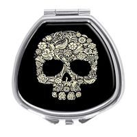 Udoosun Pill Box,Sugar Skull Pill Case for Purse Pocket Pill Organizer Decorative Boxes Silver Single Compartment Travel Medicine Tablet Holder Wallet