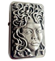 Star Cigarette Lighter with Antique Medusa Emblem, Complete with Metal Gift Tin, Stunning