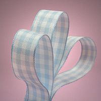 Light Blue Gingham Grosgrain Ribbon - 5/8in. Width - 25 Yards