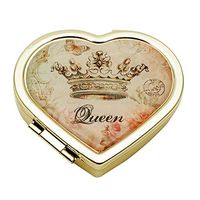 Pill Case Pill Box Decorative Pill Cases with Mirror Travel Medicine Boxes Metal Small Heart Container Jewelry Organizer Holder for Purse Pocket (Crown)