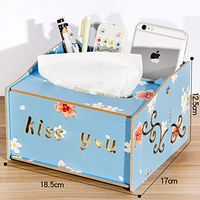 T-ZJHC Tissue Box Remote Control Storage Box Living Room Creative Coffee Table European Wood Multi-Function Tray Home, Horizontal Version of Small Snow Lotus