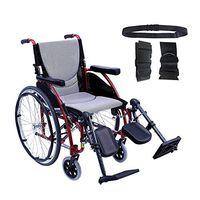 Karman S-Ergo 115 Ultra Lightweight Ergonomic Wheelchair | Seat Size 20" X 17" | Upgraded to Elevating Legrests | Fixed Wheels in Red & Free Black Wheelchair Seatbelt!