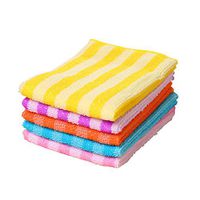 BESTOMZ Microfiber Cleaning Cloths Two-Color Stripes Ultra-absorbent Dust Wiping Towels 5PCS