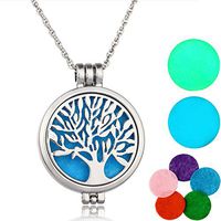HOUSWEETY Aromatherapy Essential Oil Diffuser Necklace - Locket Pendant,5 Colorful Pads+2 Noctilucent Pads